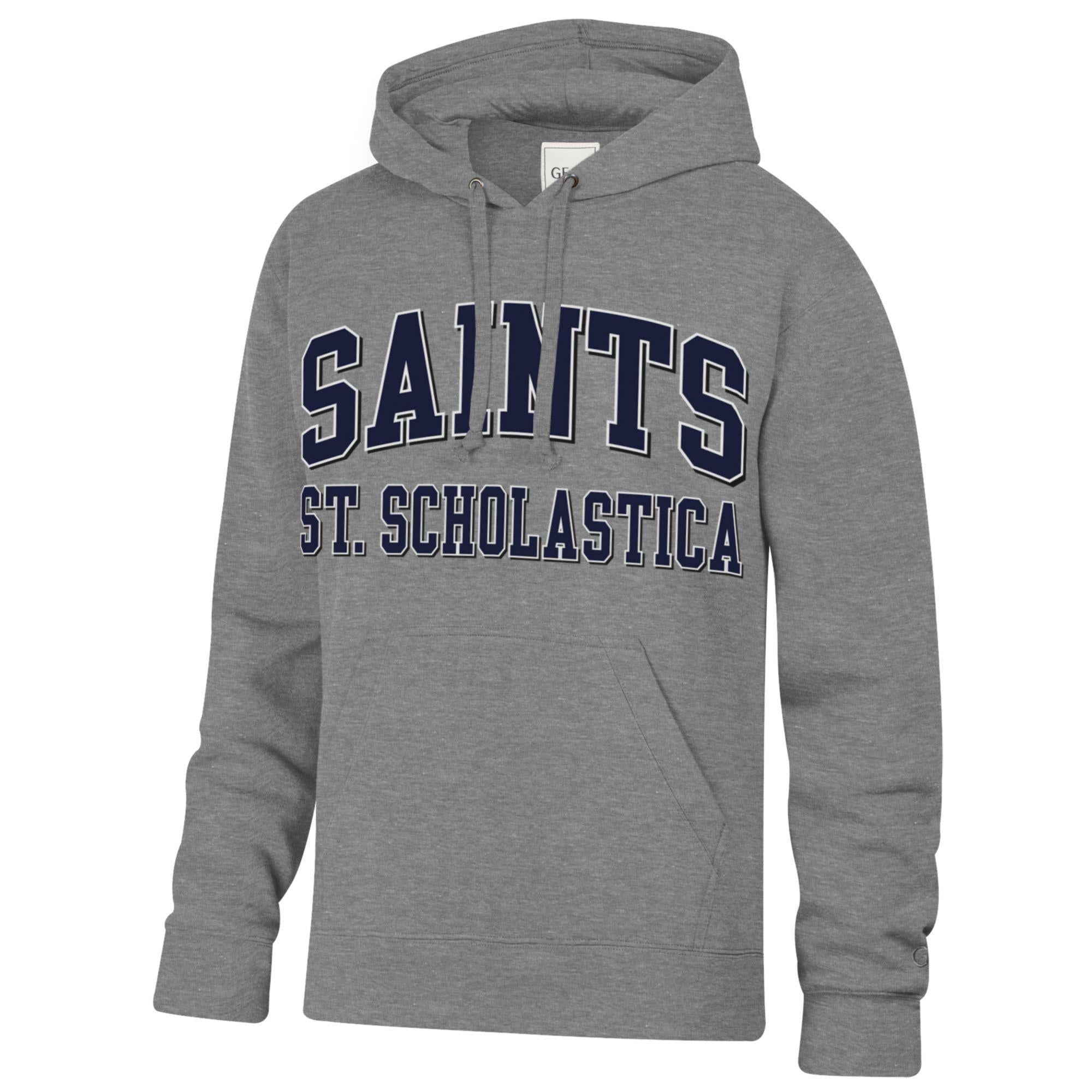 Gear Big Cotton Tumbled Hoodie – Charcoal Heather with Oversized Saints Graphic