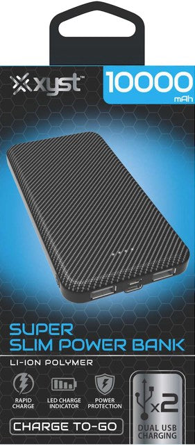 10,000 mHa Dual USB Power Bank w/USB-C & USB-A Ports