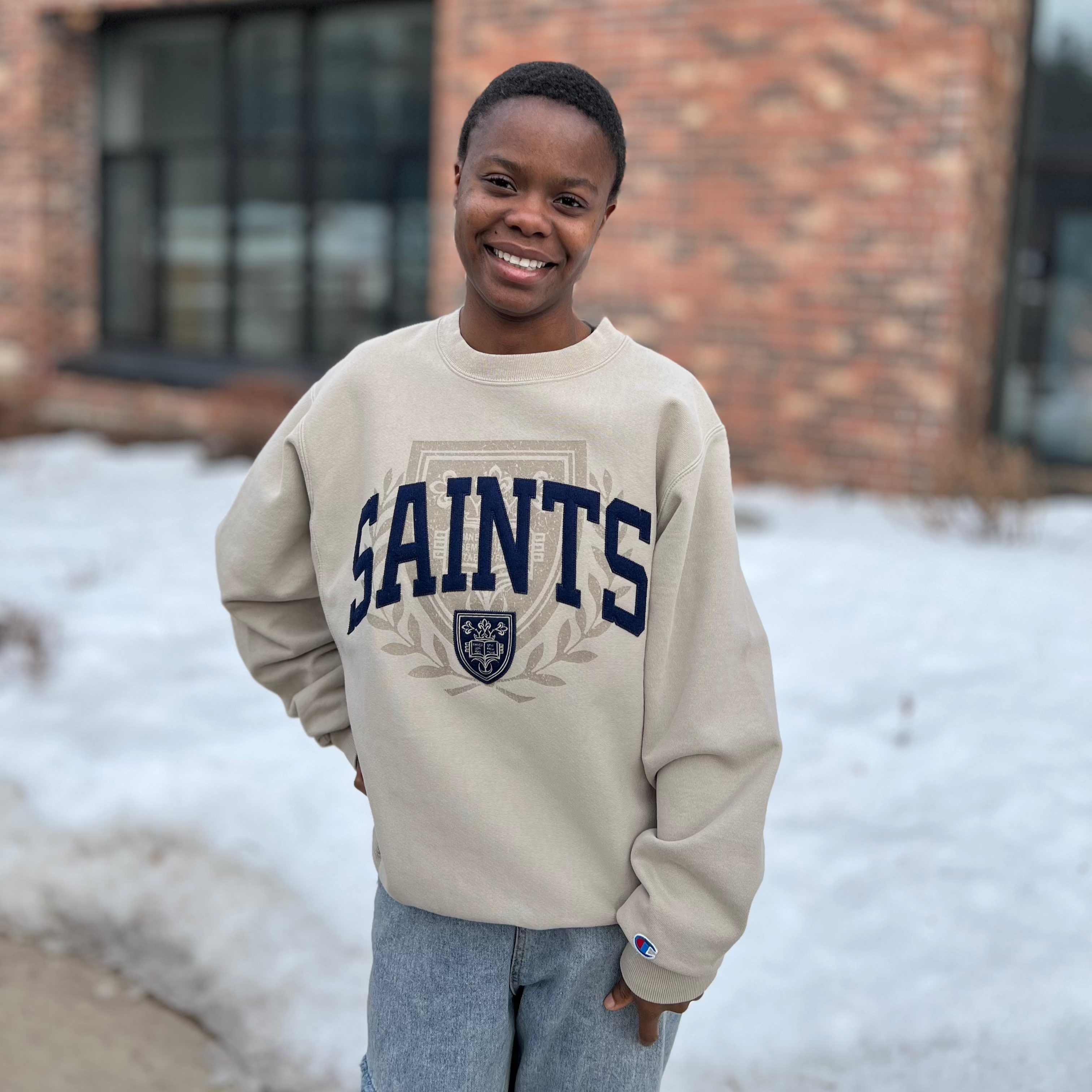 Champion Reverse Weave Crew - Arctic, with Laurel Leaves