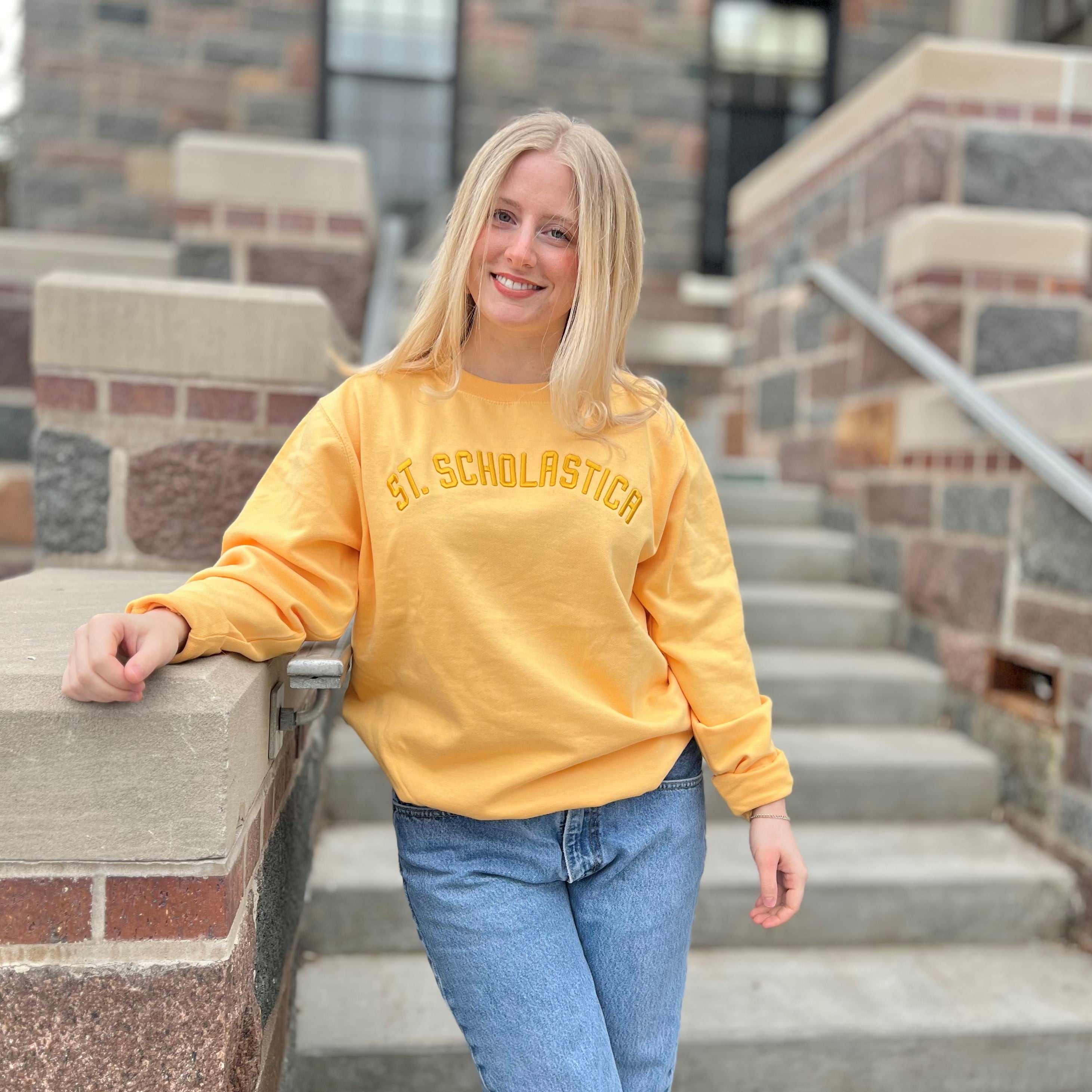 MV Sport Tonal Embroidered Crew – St. Scholastica Edition, Sunglow