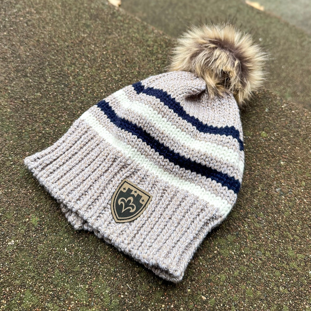 Legacy Big Sky Stripe Beanie with Pom - Oatmeal