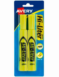 Avery Highlighters - Florescent Yellow 2 Pack