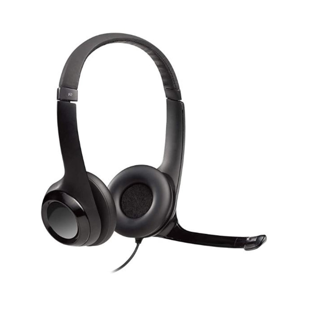 Logitech H390 Wired Headset, Stereo Headphones with Noise-Cancelling Microphone, USB, In-Line Controls, PC/Mac/Laptop - Black