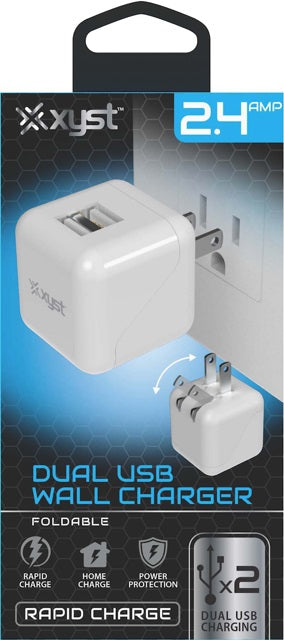 2.4 AMP 2 USB Wall Charger - White