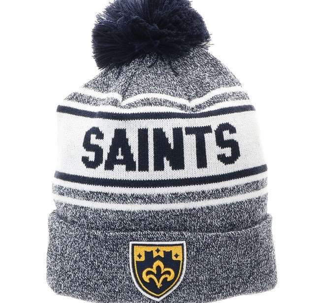 Tailgate Marled Knit In Cuff Beanie with Pom - Navy, Saints