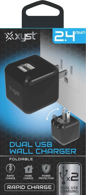 2.4 AMP 2 USB Wall Charger - Black