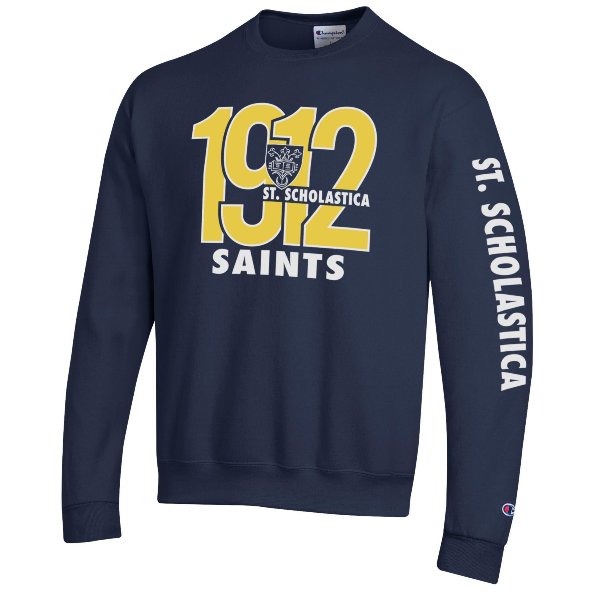 Champion Powerblend Crew – Navy “1912” Front Print