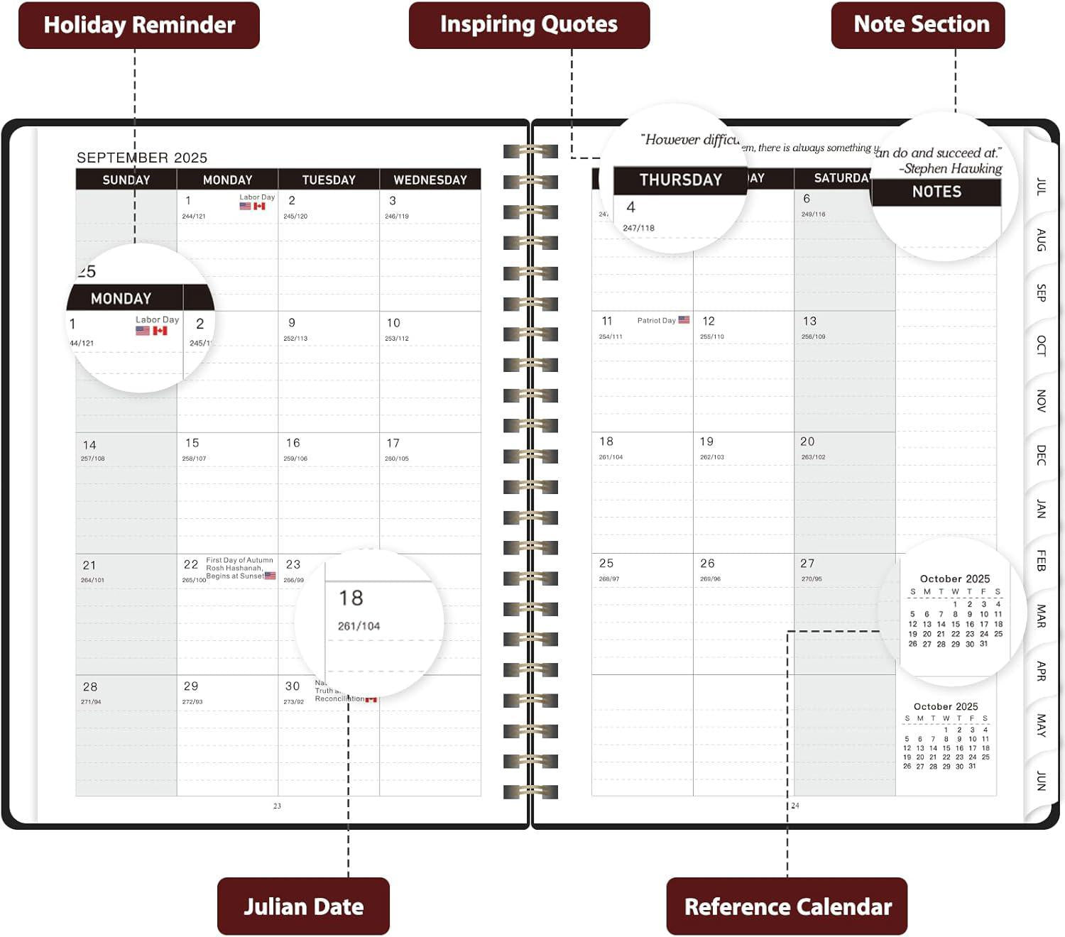 Academic Daily Planner 2025–2026 – Weekly & Monthly, Black