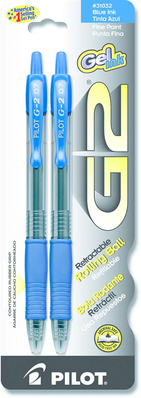 Pilot G2 Fine Comfort Grip 2 Pk .7mm Blue Pen