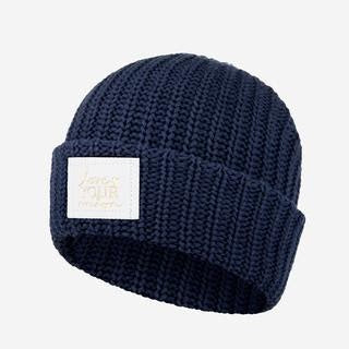 Love Your Melon Navy Cuffed Beanie (White Gold Foil Patch)