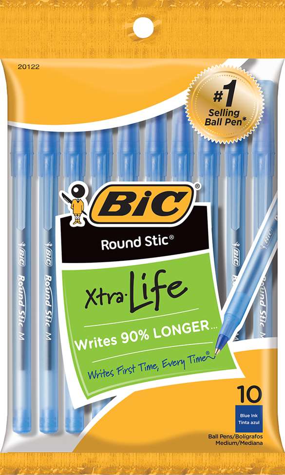 BIC Round Stic Xtra Life BP Pen 1.0mm Blue 10 Pk