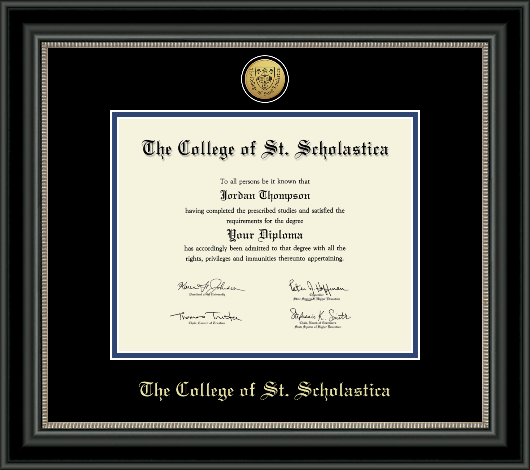 #6 Bachelor/Master Engraved Noir Diploma Frame